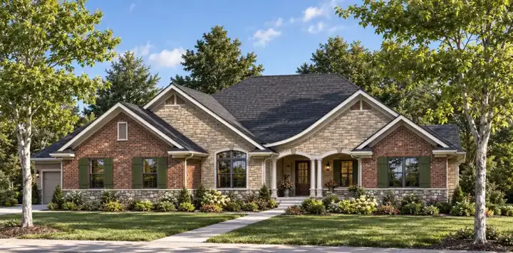 European house plans 7-808 - front exterior, 3,609 sq ft, 4 bed, 1 bath house plans | Monster House Plans