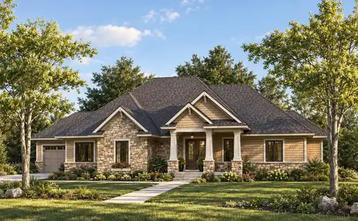 European house plans 7-819 - front exterior, 3,796 sq ft, 4 bed, 4 bath house plans | Monster House Plans