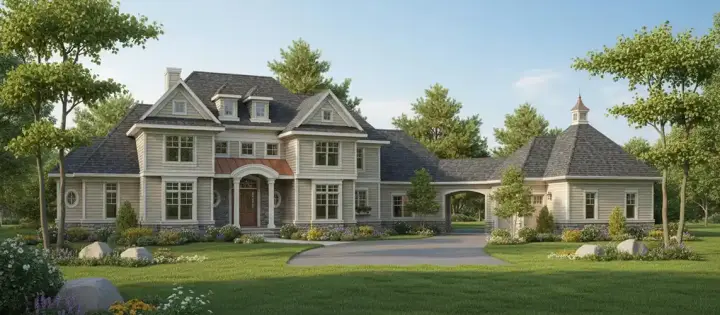 Traditional house plans 7-821 - front exterior, 4,308 sq ft, 4 bed, 4 bath house plans | Monster House Plans