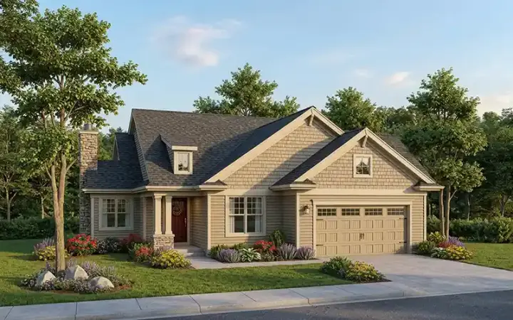 Traditional house plans 7-825 - front exterior, 1,354 sq ft, 2 bed, 2 bath house plans | Monster House Plans