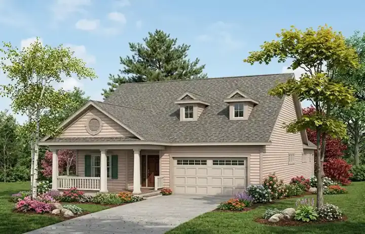 Traditional house plans 7-826 - front exterior, 1,372 sq ft, 2 bed, 2 bath house plans | Monster House Plans