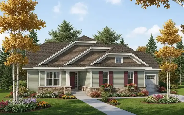 Bungalow house plans 7-829 - front exterior, 1,416 sq ft, 2 bed, 2 bath house plans | Monster House Plans