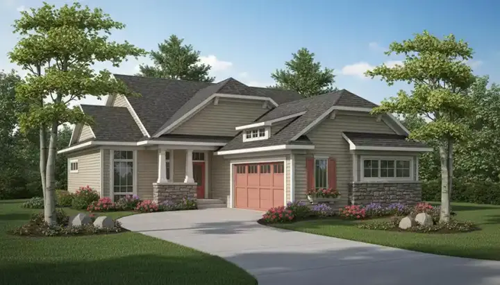 Bungalow house plans 7-833 - front exterior, 1,581 sq ft, 3 bed, 2 bath house plans | Monster House Plans