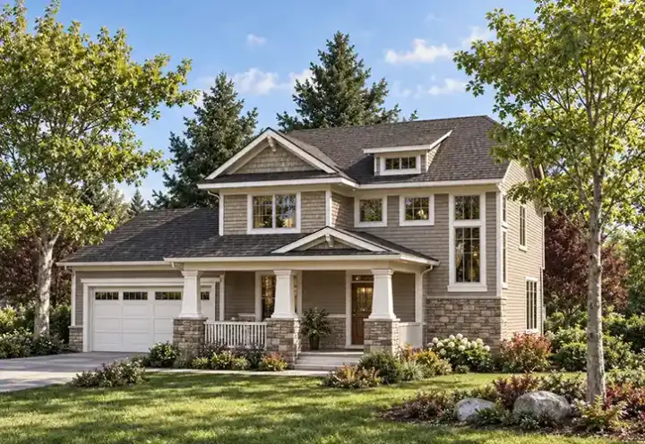 Craftsman house plans 7-836 - front exterior, 1,902 sq ft, 3 bed, 2 bath house plans | Monster House Plans