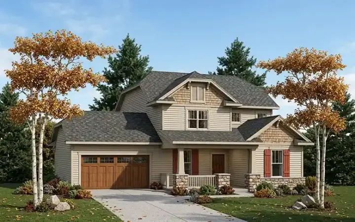 Craftsman house plans 7-837 - front exterior, 2,079 sq ft, 3 bed, 2 bath house plans | Monster House Plans