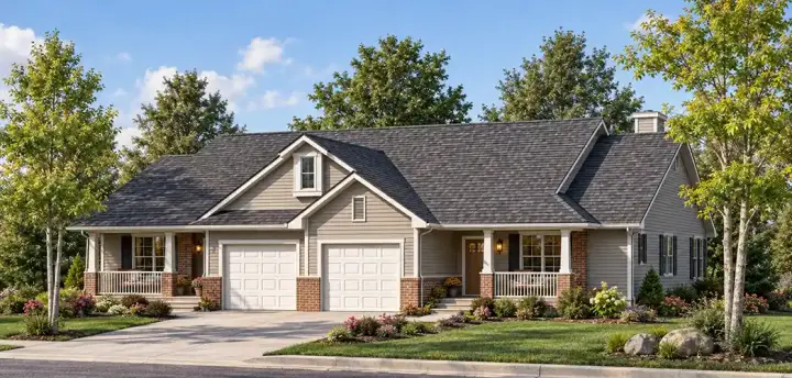 Traditional house plans 7-849 - front exterior, 2,382 sq ft, 4 bed, 2 bath house plans | Monster House Plans