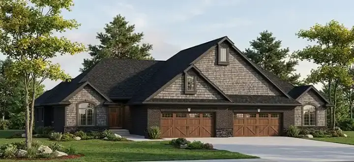 Country house plans 7-858 - front exterior, 5,922 sq ft, 8 bed, 6 bath house plans | Monster House Plans