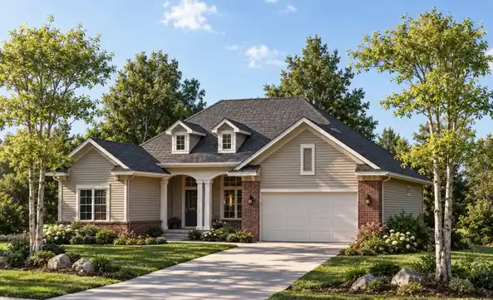 Country house plans 7-895 - front exterior, 1,646 sq ft, 3 bed, 2 bath house plans | Monster House Plans