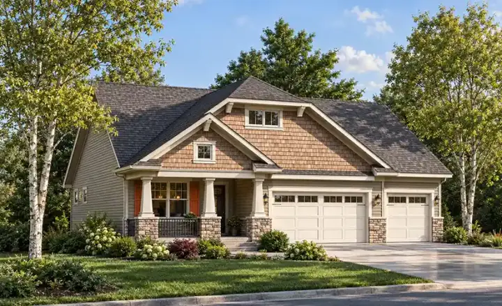 Bungalow house plans 7-897 - front exterior, 1,752 sq ft, 3 bed, 2 bath house plans | Monster House Plans