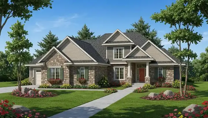 Craftsman house plans 7-904 - front exterior, 2,838 sq ft, 4 bed, 3 bath house plans | Monster House Plans