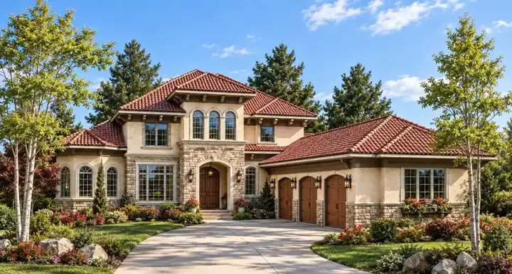 Mediterranean house plans 7-907 - front exterior, 3,687 sq ft, 4 bed, 3 bath house plans | Monster House Plans