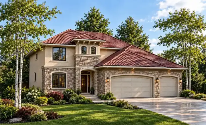 Mediterranean house plans 7-916 - front exterior, 2,210 sq ft, 4 bed, 2 bath house plans | Monster House Plans