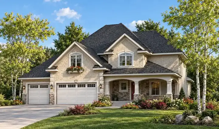 European house plans 7-917 - front exterior, 2,274 sq ft, 4 bed, 2 bath house plans | Monster House Plans