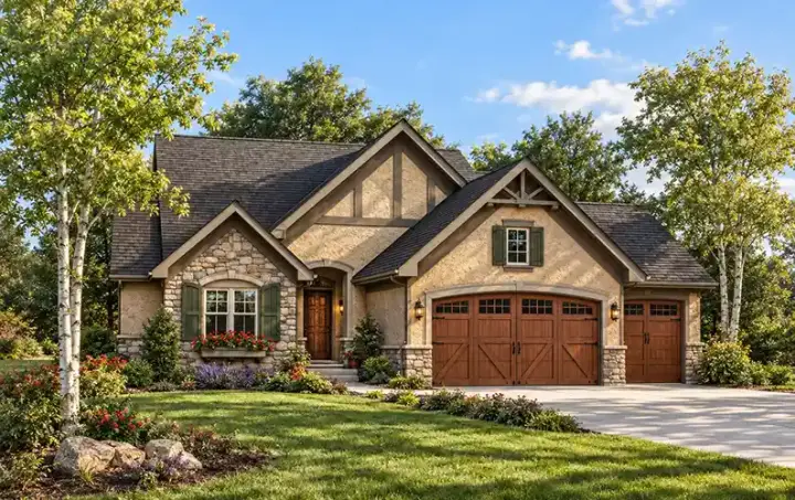European house plans 7-921 - front exterior, 1,558 sq ft, 2 bed, 1 bath house plans | Monster House Plans