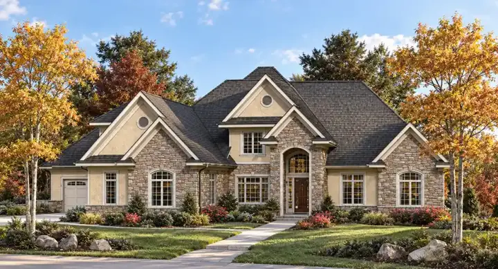 Traditional house plans 7-937 - front exterior, 3,789 sq ft, 4 bed, 3 bath house plans | Monster House Plans