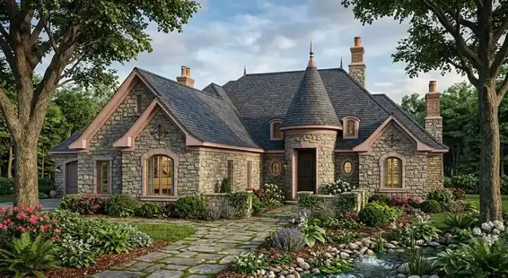 European house plans 7-939 - front exterior, 5,273 sq ft, 3 bed, 2 bath house plans | Monster House Plans