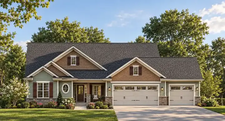 Craftsman house plans 7-955 - front exterior, 2,028 sq ft, 3 bed, 2 bath house plans | Monster House Plans