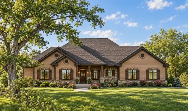 Traditional house plans 7-958 - front exterior, 2,553 sq ft, 4 bed, 3 bath house plans | Monster House Plans