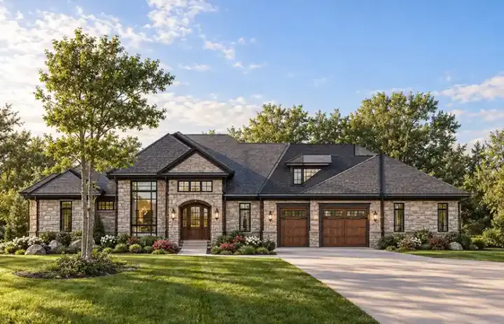 Traditional house plans 7-987 - front exterior, 4,264 sq ft, 3 bed, 3 bath house plans | Monster House Plans