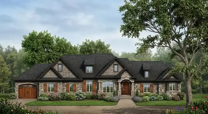 Craftsman house plans 7-988 - front exterior, 3,145 sq ft, 2 bed, 3 bath house plans | Monster House Plans