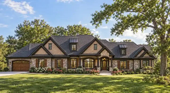 Craftsman house plans 7-989 - front exterior, 5,721 sq ft, 4 bed, 6 bath house plans | Monster House Plans