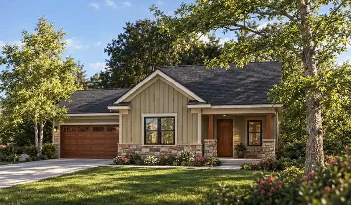 Country house plans 7-996 - front exterior, 1,264 sq ft, 2 bed, 2 bath house plans | Monster House Plans