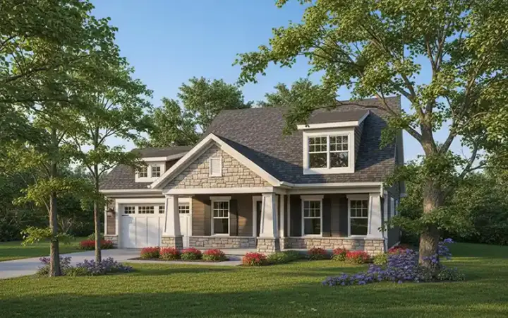 Bungalow house plans 7-999 - front exterior, 1,464 sq ft, 3 bed, 2 bath house plans | Monster House Plans