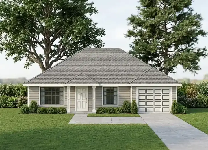 Traditional house plans 71-107 - front exterior, 1,213 sq ft, 3 bed, 2 bath house plans | Monster House Plans