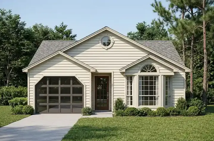 Traditional house plans 71-113 - front exterior, 1,272 sq ft, 3 bed, 2 bath house plans | Monster House Plans