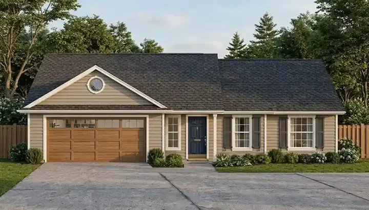 Traditional house plans 71-117 - front exterior, 1,300 sq ft, 3 bed, 2 bath house plans | Monster House Plans