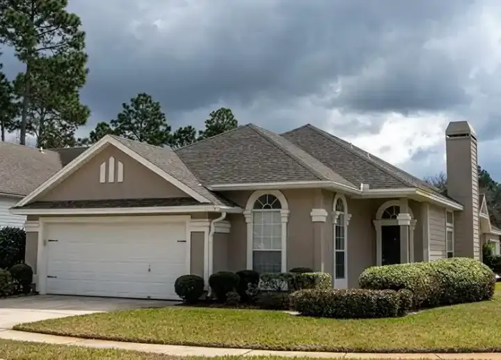 Sunbelt house plans 71-132 - front exterior, 1,409 sq ft, 3 bed, 2 bath house plans | Monster House Plans