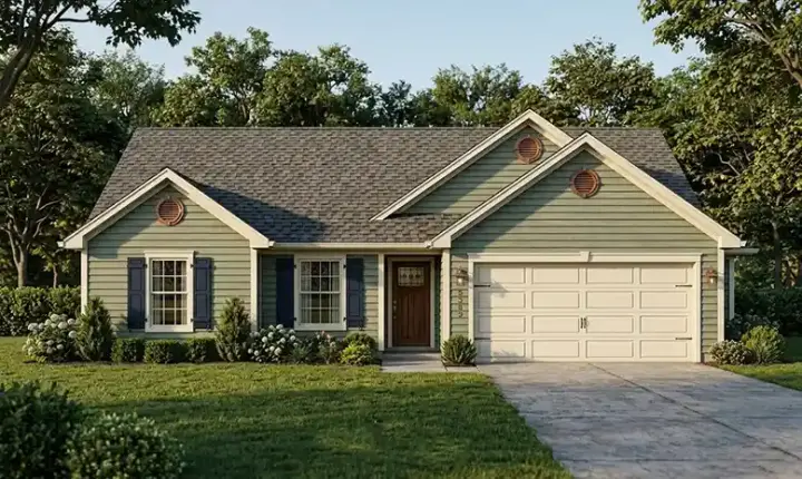 Traditional house plans 71-155 - front exterior, 1,500 sq ft, 3 bed, 2 bath house plans | Monster House Plans