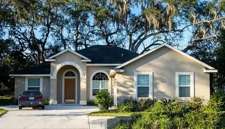 Sunbelt house plans 71-157 - front exterior, 1,510 sq ft, 3 bed, 2 bath house plans | Monster House Plans