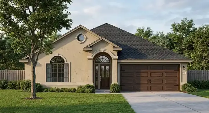 Sunbelt house plans 71-184 - front exterior, 1,652 sq ft, 3 bed, 2 bath house plans | Monster House Plans
