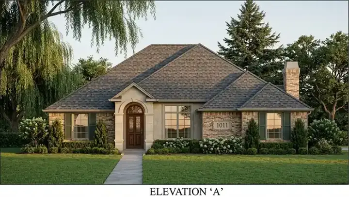 Traditional house plans 71-188 - front exterior, 1,677 sq ft, 3 bed, 2 bath house plans | Monster House Plans