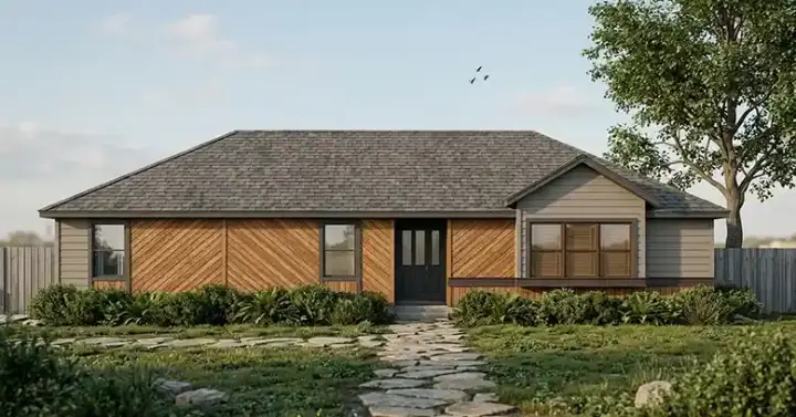 Contemporary house plans 71-189 - front exterior, 1,681 sq ft, 4 bed, 2 bath house plans | Monster House Plans