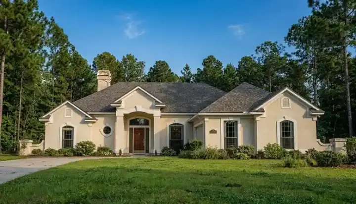 Sunbelt house plans 71-201 - front exterior, 1,755 sq ft, 3 bed, 2 bath house plans | Monster House Plans