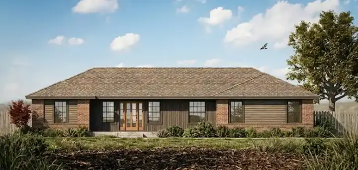 Ranch house plans 71-202 - front exterior, 1,756 sq ft, 3 bed, 2 bath house plans | Monster House Plans
