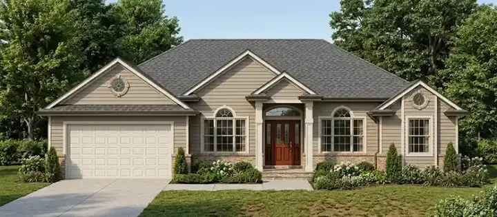 Traditional house plans 71-214 - front exterior, 1,831 sq ft, 3 bed, 2 bath house plans | Monster House Plans