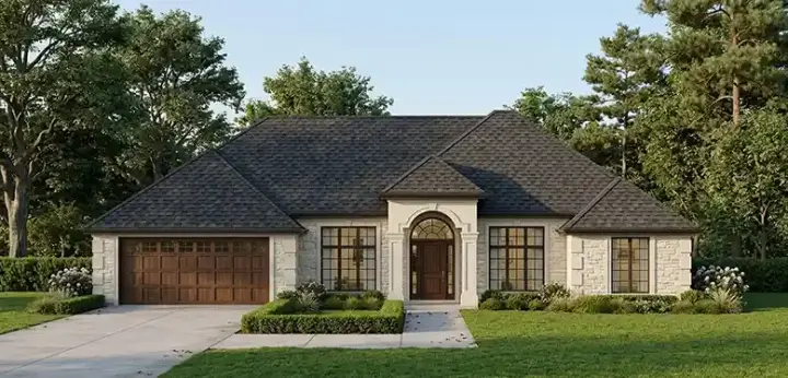 Mediterranean house plans 71-226 - front exterior, 1,866 sq ft, 3 bed, 2 bath house plans | Monster House Plans