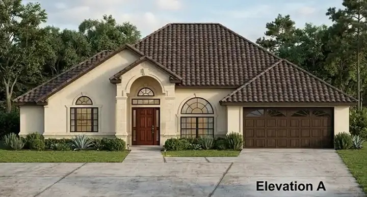 Sunbelt house plans 71-241 - front exterior, 1,922 sq ft, 3 bed, 2 bath house plans | Monster House Plans