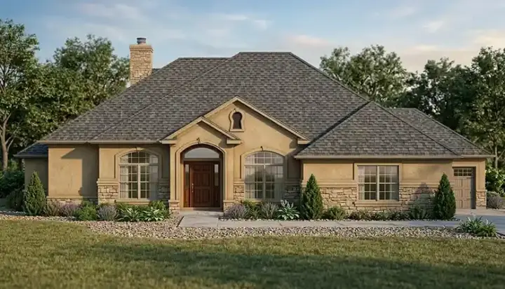 Traditional house plans 71-261 - front exterior, 2,047 sq ft, 4 bed, 2 bath house plans | Monster House Plans