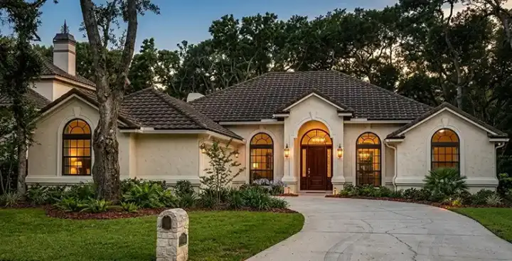 Sunbelt house plans 71-267 - front exterior, 2,085 sq ft, 4 bed, 3 bath house plans | Monster House Plans