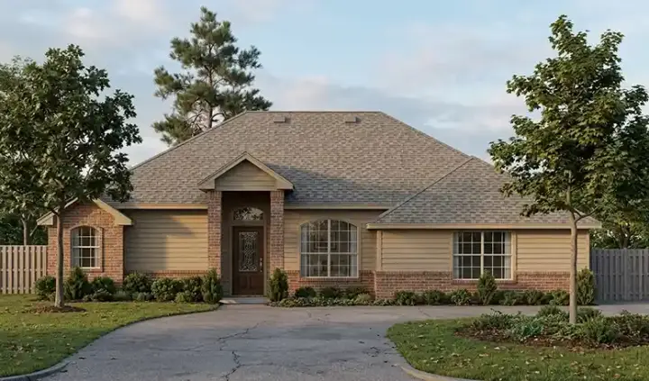 Traditional house plans 71-273 - front exterior, 2,102 sq ft, 4 bed, 2 bath house plans | Monster House Plans
