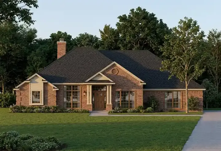 Traditional house plans 71-291 - front exterior, 2,186 sq ft, 4 bed, 3 bath house plans | Monster House Plans