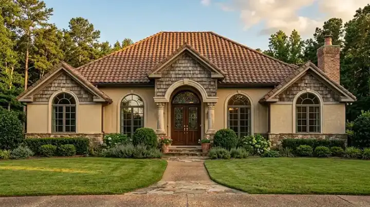 Mediterranean house plans 71-298 - front exterior, 2,259 sq ft, 4 bed, 3 bath house plans | Monster House Plans