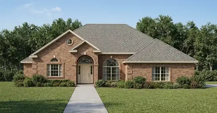 European house plans 71-319 - front exterior, 2,376 sq ft, 4 bed, 3 bath house plans | Monster House Plans