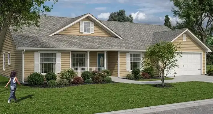 Traditional house plans 71-412 - front exterior, 1,458 sq ft, 3 bed, 2 bath house plans | Monster House Plans