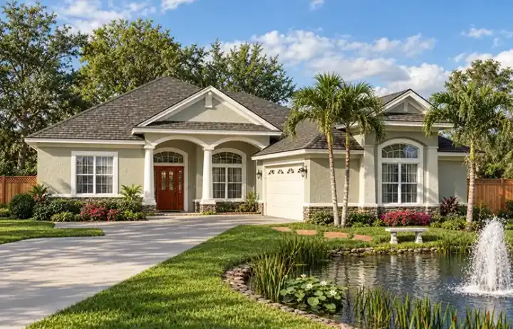 Mediterranean house plans 71-416 - front exterior, 1,802 sq ft, 3 bed, 2 bath house plans | Monster House Plans