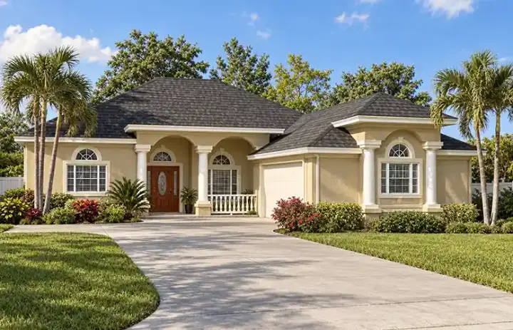 Mediterranean house plans 71-418 - front exterior, 1,933 sq ft, 4 bed, 2 bath house plans | Monster House Plans